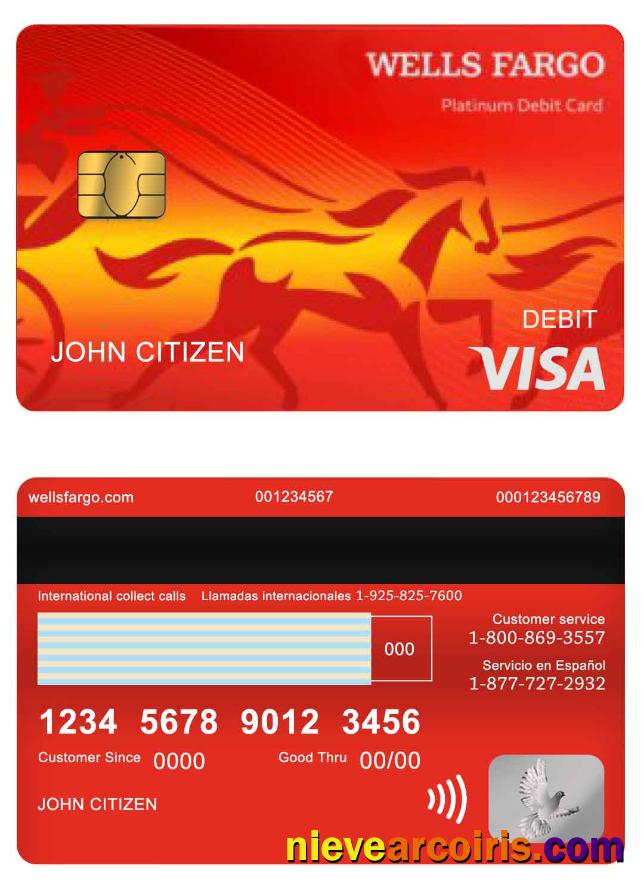 USA Wells Fargo bank visa debit card